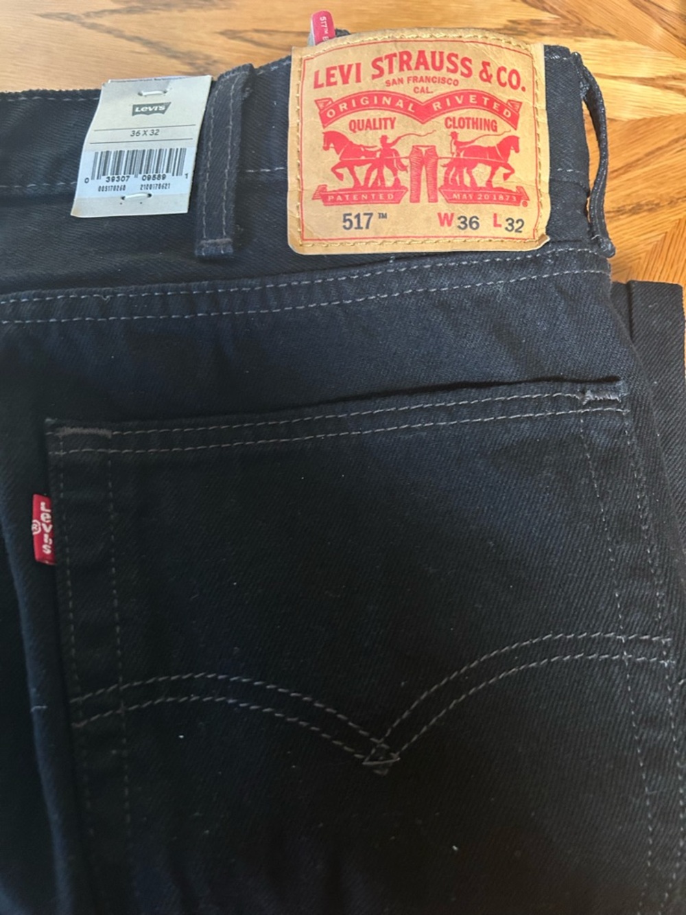 Men's LEVI 517 Black Denim Bootcut Red tab Jeans 36 x 32 NEW!